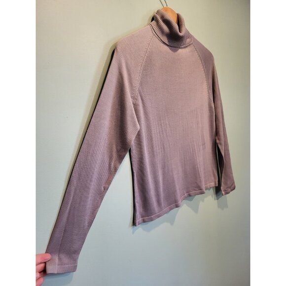 Vtg Kevo Collection Gray 100% Silk Knit Turtleneck Office Sz S - Picture 3 of 5